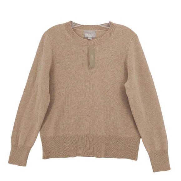 NWT J CREW 100% Cashmere Classic-Fit Crewneck Sweater HEATHER CAMEL Size MEDIUM - Picture 1 of 8